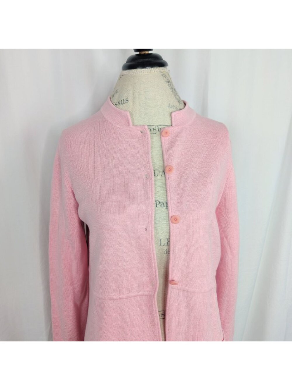 Eileen Fisher Pink Knit Tunic Cardigan Medium Mid Button - Picture 3 of 10